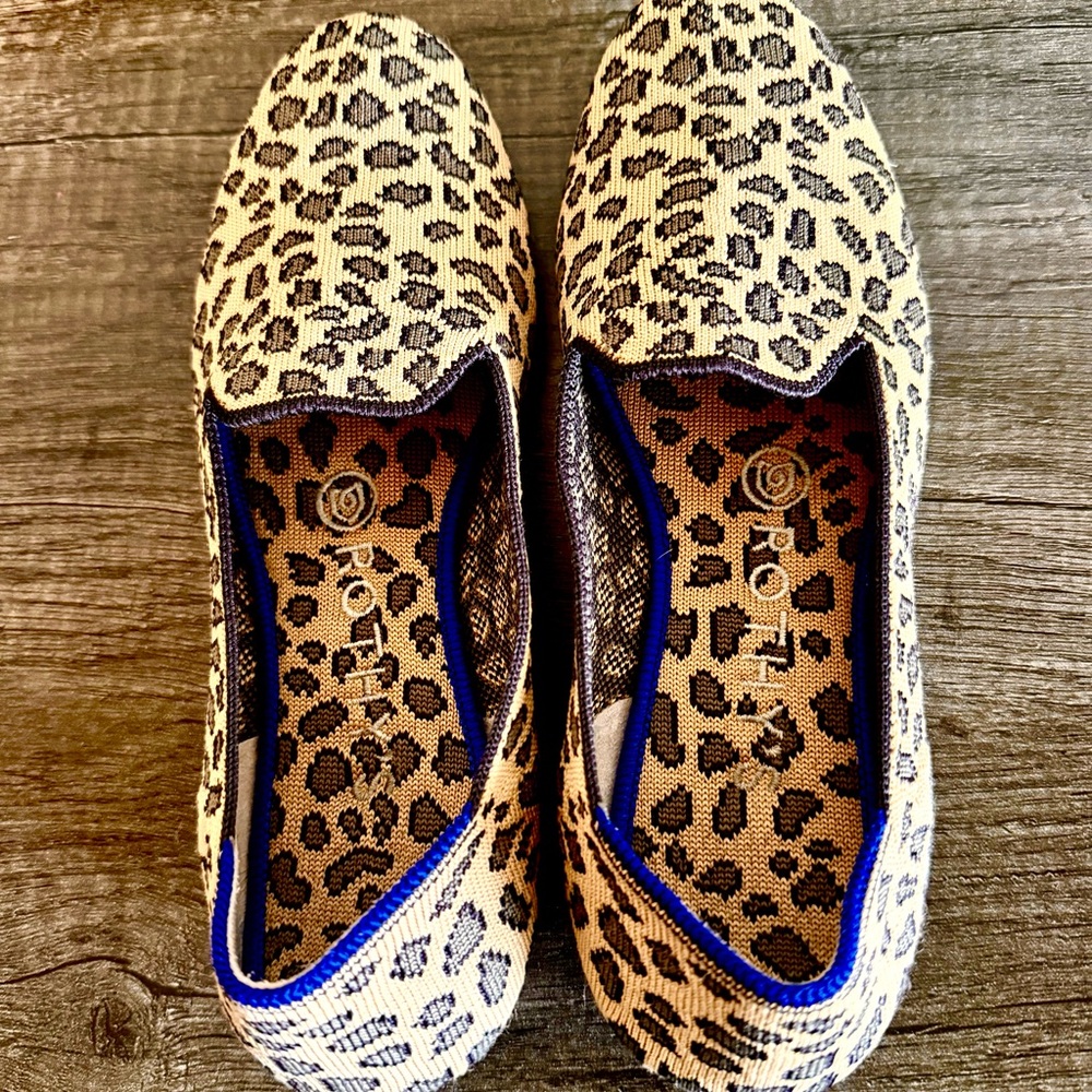 Rothy's Leopard Print Slip-On Flats - Tan & Black